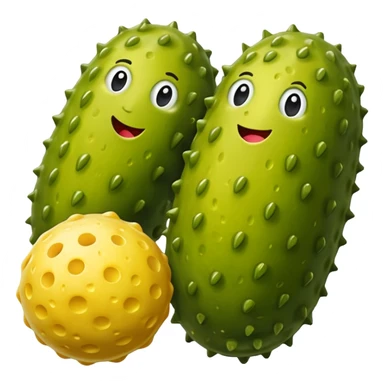 A pickle with two pickleballs sticker
