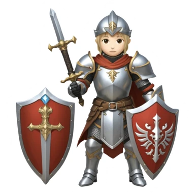 Final Fantasy XI Paladin, full armor, sword and shield, heroic pose sticker