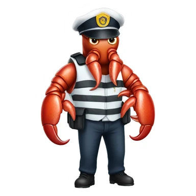 Lobster wearing security guard clothing sticker