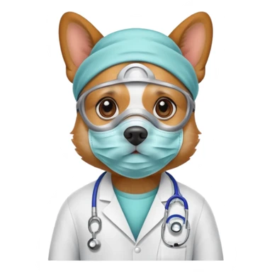 doctor dog Wearing Medical Mask sticker