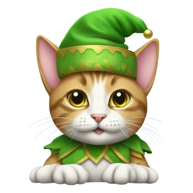 Cat wearing elf costume sticker