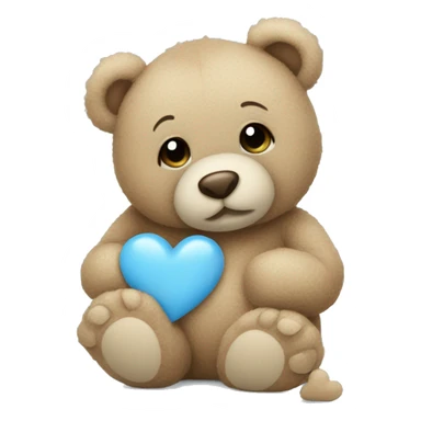 teddy holding a baby blue heart sticker