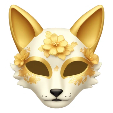 Golden feminine kitsune mask with floral pattern on it  sticker