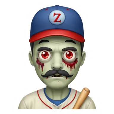 zombie with baseball hat and mustache sticker