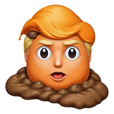 Donald Trump orange face super imposed on brown piece of poop sticker