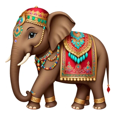 Decorated Indian elephant – Cinematic Realistic Decorated Indian Elephant, depicted as a majestic elephant adorned with vibrant, ornate ceremonial decorations and rich, colorful fabrics, set against a festive Indian backdrop with warm golden lighting that highlights its cultural significance. sticker