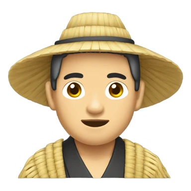 Asian man with straw samurai hat and robe  sticker
