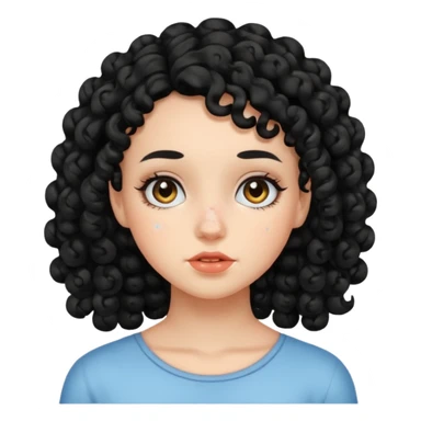 a girl with black curls with acne in her face sticker