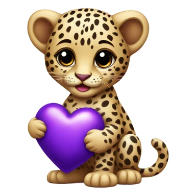 Baby leopard holding a purple heart  sticker