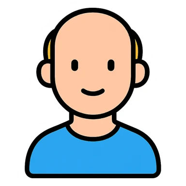 bald man, lineal color icon with black outlines sticker