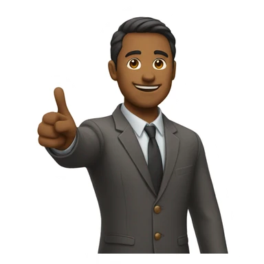 man pointing to top right sticker