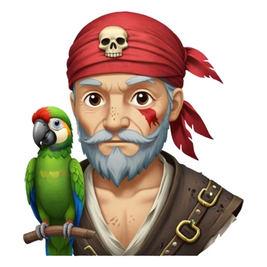 old pirate with a parrot on his shoulder sticker