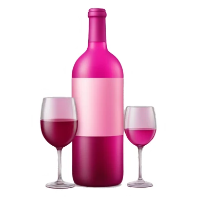 Pink wine bottle and small wine glass sticker