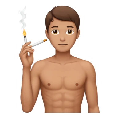 Shirtless thin man with a cigarette and short brown hair sticker