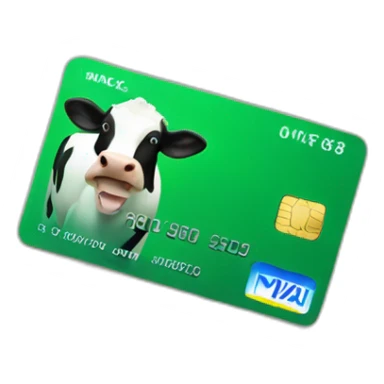 Green credit card with a cow sticker