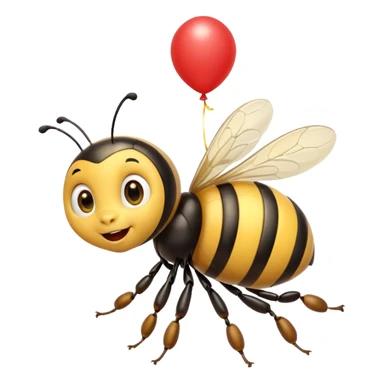 Bees with red Birthday Hat, Excited bee carrying balloon sticker