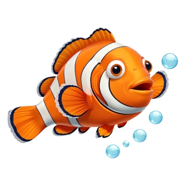 orange clownfish blowing bubbles sticker