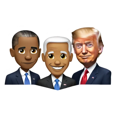 Barack Obama with Joe Biden and Donald Trump sticker