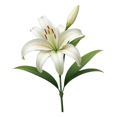 single White Oriental Lily, straight stem sticker