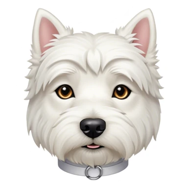 Cinematic Noble West Highland White Terrier Portrait Emoji, Poised and regal, with a compact, sturdy build and a pristine, well-groomed pure white coat, deep-set soulful dark eyes, Simplified yet sharp and sophisticated features, highly detailed, glowing with a soft, dignified glow, high shine, intelligent and loyal, stylized with an air of confidence, focused and attentive, soft glowing outline, capturing the essence of a watchful and determined companion, so majestic it feels as though it could trot out of the screen with effortless authority! sticker