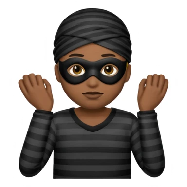 A theif robber emoji,Stripped shirt,eye mask, black head. sticker