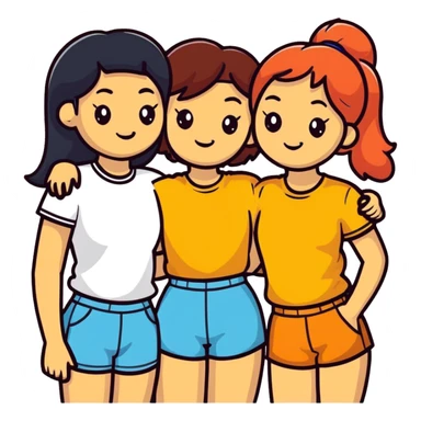 Four diverse female best friends posing together sticker