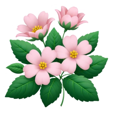 Aesthetic flowers and plants growing from the ground in colours of soft pink matching the deep green leaves (to describe/match with the word flourish) sticker