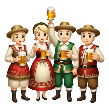 Cinematic Realistic Oktoberfest Pop Culture Emoji, depicting a vibrant celebration with beer, music, and traditional costumes rendered with dynamic textures and festive lighting. sticker