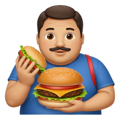 fat guy holding burger sticker