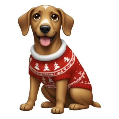 dog wearing a christmas sweater sticker