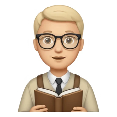 Nerd man wearing glasses with the book and computer sticker