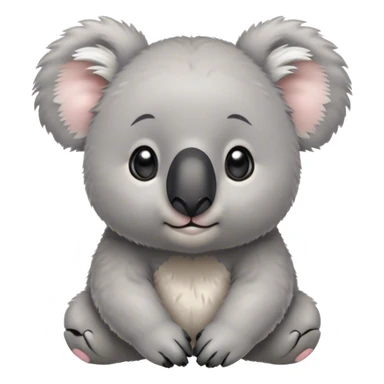 Cinematic Cute Koala Portrait Emoji, Head tilted playfully and inquisitively, featuring a fluffy grey fur with perky, rounded ears and a charming black nose, round, sparkling eyes filled with gentle curiosity, Simplified yet irresistibly adorable features, highly detailed, glowing with a warm, friendly glow, high shine, affectionate and cuddly, stylized with a touch of eucalyptus whimsy, bright and endearing, soft glowing outline, capturing the essence of a mischievous yet loving koala, so playful it feels like it could snuggle out of the screen into your arms! sticker