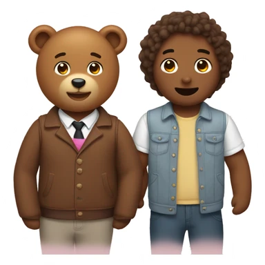 Gay couple with a brown teddie bear sticker