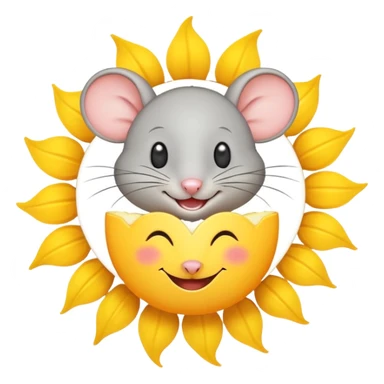 A gray mouse inside of a sun ☀️ 🐭 sticker