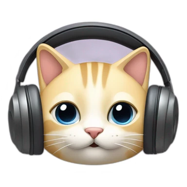 Casque de musique avec des oreilles de chat dessus sticker