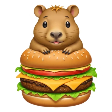 capybara sitting on a burger sticker