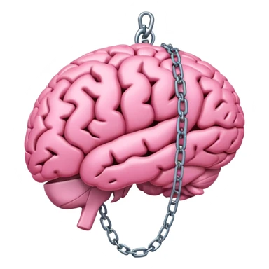 pink brain, chained up with one chain, side view sticker