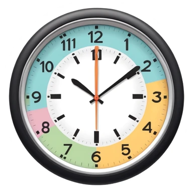 analog clock face with minute hand on 3, representing 15 minutes, cheerful colors, no numbers, no text sticker