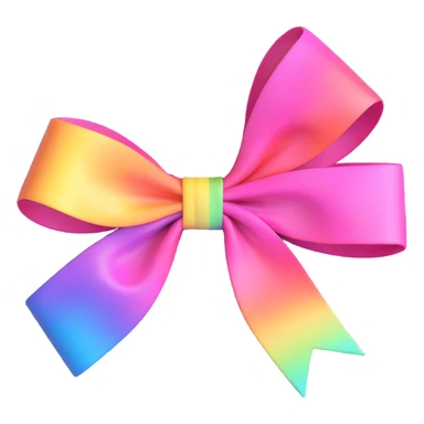 pink bow with iridescent rainbow highlights sticker