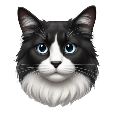 black and white cat long haired sticker