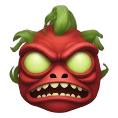 pepe wearing a oni mask with red smoke coming from eyes and mouth sticker