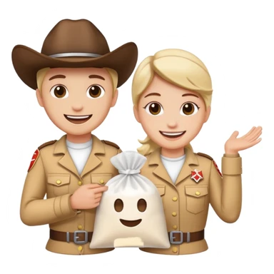 Powder rangers holding a bag of sugar sticker