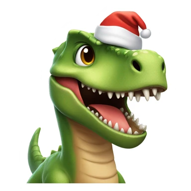Happy dinosaur with Santa hat sticker
