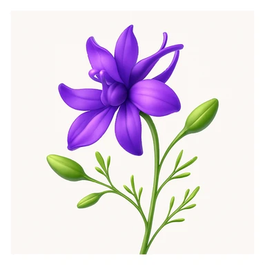 Redraw this purple wildflower in a modern 3D iOS style (GPT Image). Add volume, expressive light and shadow, and a clean background. sticker