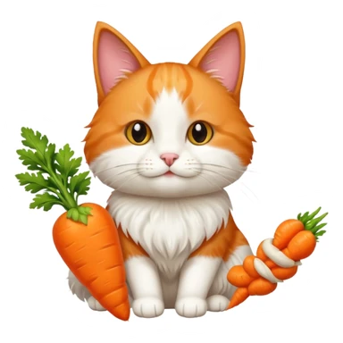 a carrot which is hold a cat sticker