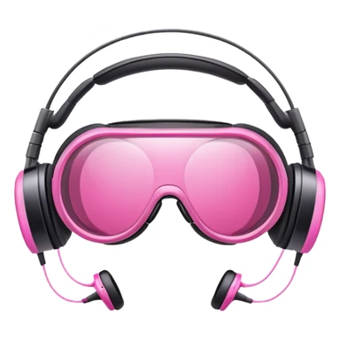 protective glasses with pink lenses and built-in headphones, tech safety gear sticker
