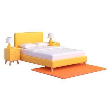 simple bedroom with white walls, bed, nightstand and dresser sticker