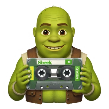 Shrek holding a cassette tape  sticker