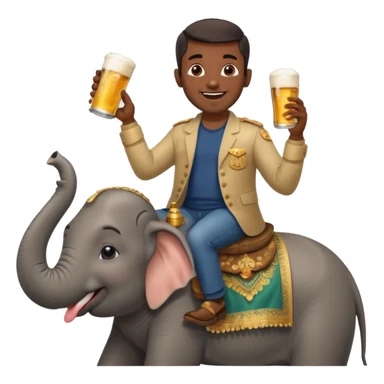 Indian man riding an elephant while singing drinking a beer smiling  sticker