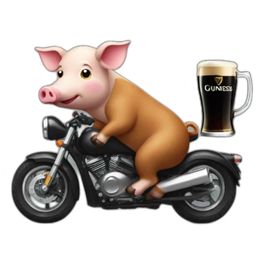 Pork on motorbike with a Guinness beer sticker